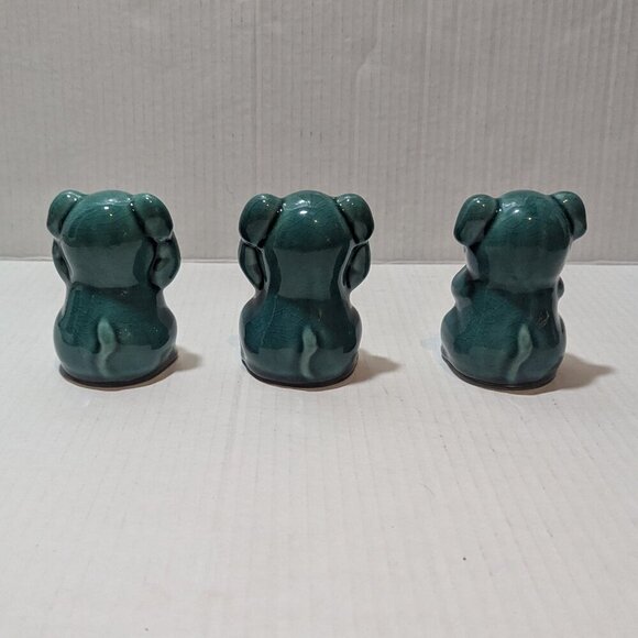 Vintage Ceramic Pig Figurines See No Evil Green - Picture 4 of 7